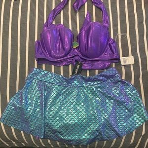 Hot Topic BNWT Disney Ariel The little mermaid 2 piece swimsuit bikini size 1X